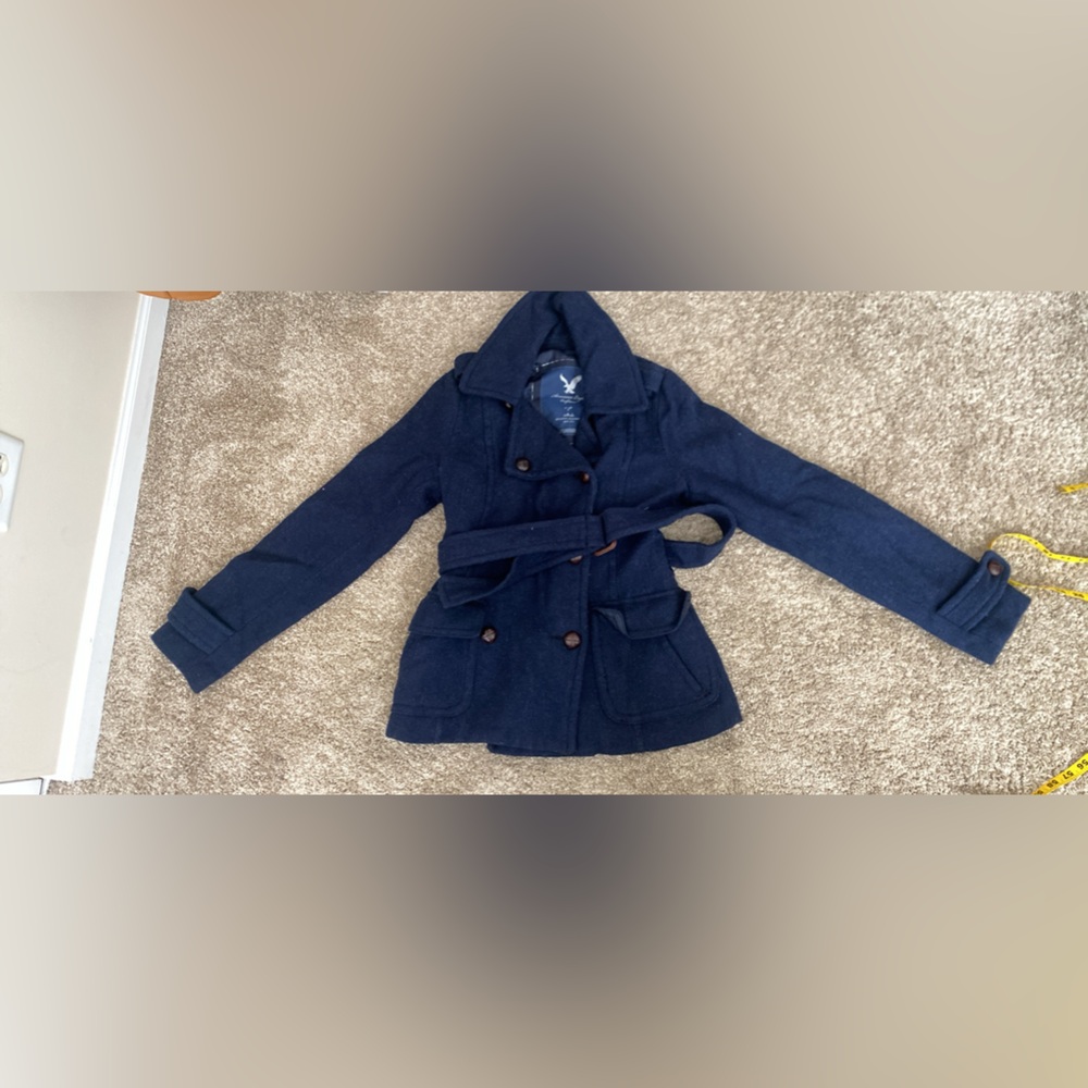 American Eagle Outfitters Dark Blue Women Coat